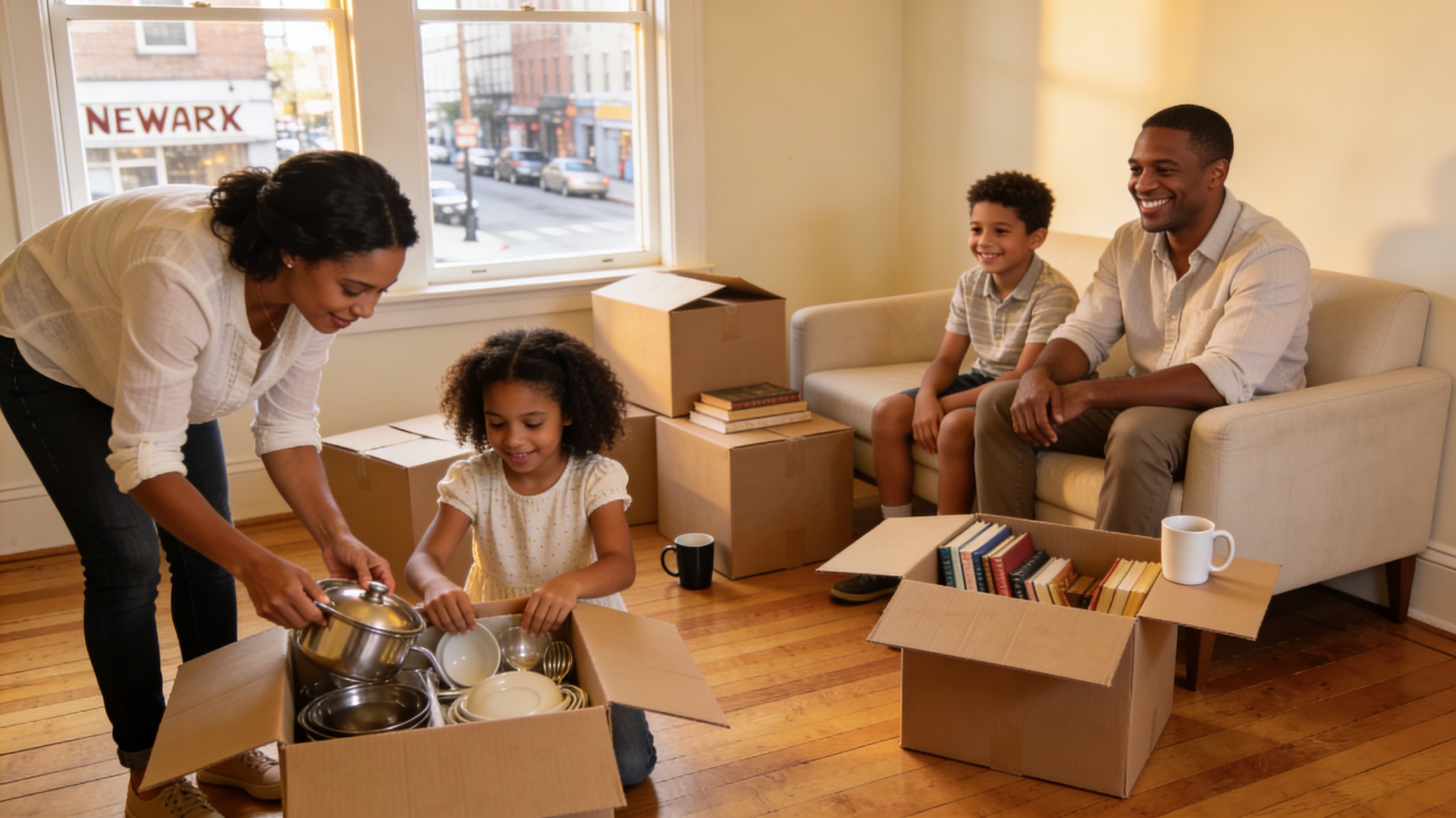 Family in their furnished home